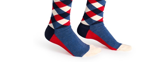 Square socks blue red1273-5879