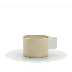 s.b. 48 cup and saucer brown white light blue