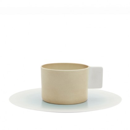s.b. 48 cup and saucer brown white light blue