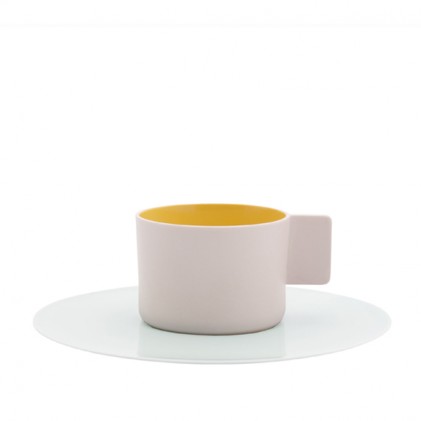 s.b. 49 cup and saucer yellow pink light blue white