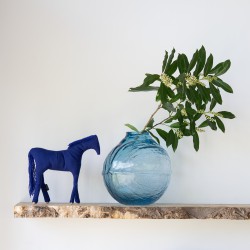 Blue Vase Verre Brut