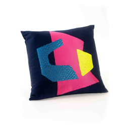 Collage navy pillow